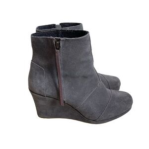 Toms Women’s Desert Wedge Suede Ankle Booties Size 10 Gray